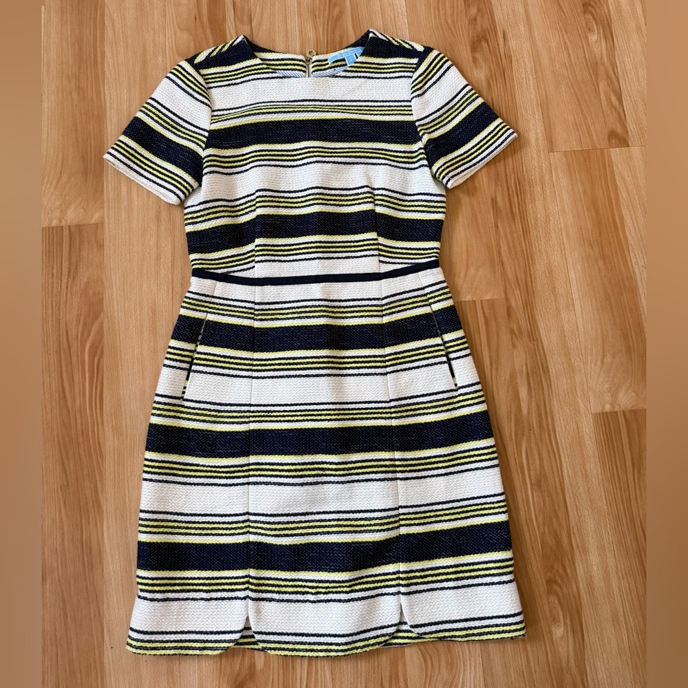 Draper James Navy and Yellow Striped Dress
